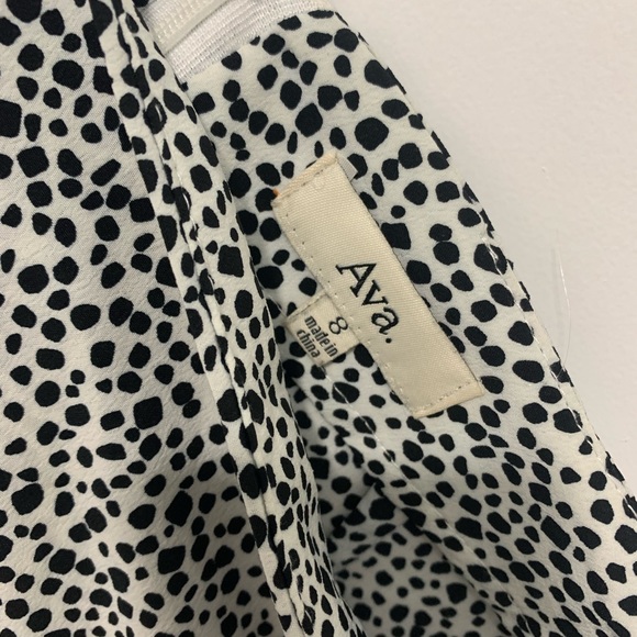 AVA Black & White Dalmatian Print Wrap Ruffle Skirt Cute Casual Party Skirt Sz 8 - Picture 7 of 7